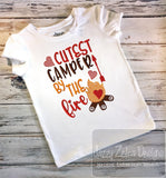 Cutest Camper By The Fire saying Camping machine embroidery design
