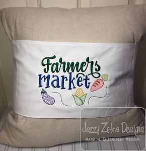 Farmers Market saying Vegetables machine embroidery design