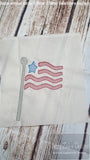 US Flag on pole sketch machine embroidery design