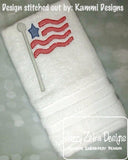 US Flag on pole sketch machine embroidery design
