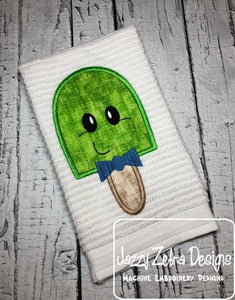 Boy Popsicle with face appliqué machine embroidery design