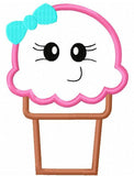Girl Ice Cream cone with face appliqué machine embroidery design