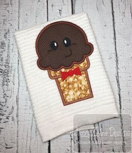 Boy Ice Cream cone appliqué machine embroidery design