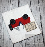 Flip me over saying jeep shabby chic bean stitch appliqué machine embroidery design
