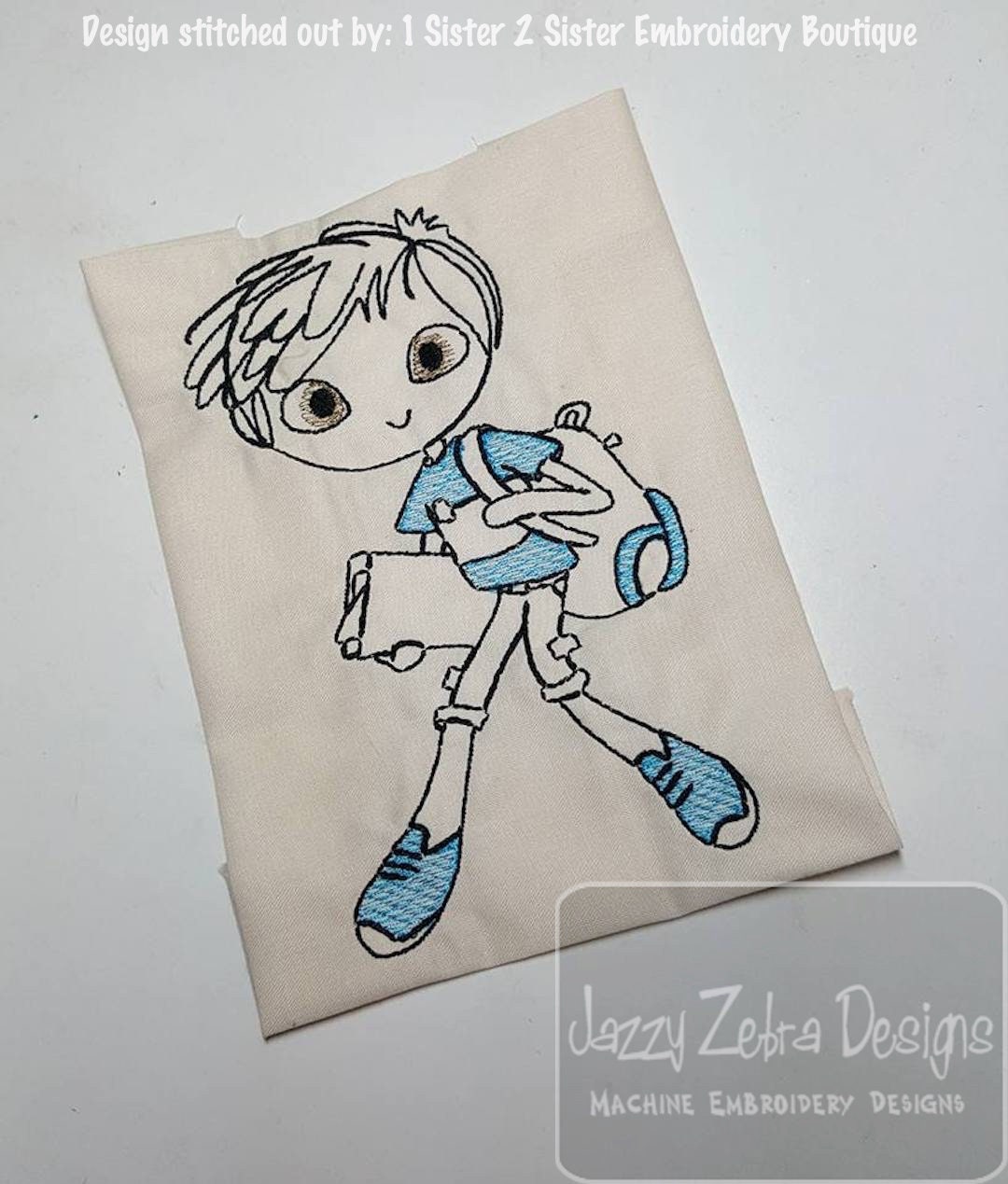 Swirly Boy School Sketch Machine Embroidery Design – Jazzy Zebra