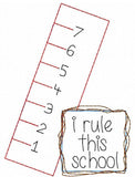 I rule this school saying school shabby chic bean stitch applique machine embroidery design