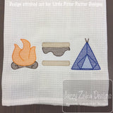 Camping trio sketch machine embroidery design