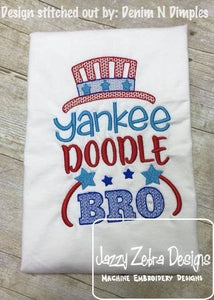 Yankee Doodle Bro saying patriotic machine embroidery design