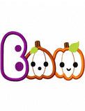 Boo word with pumpkins applique machine embroidery design