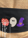 Halloween trio Pumpkin, Ghost And Witch's Hat vintage stitch applique machine embroidery design