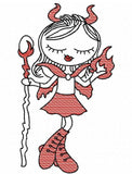 Swirly Girl Devil Sketch machine embroidery design