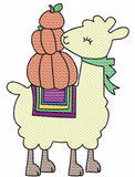 Llama With Pumpkins sketch machine embroidery design