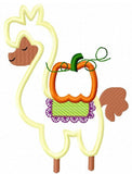 llama and pumpkin applique machine embroidery design