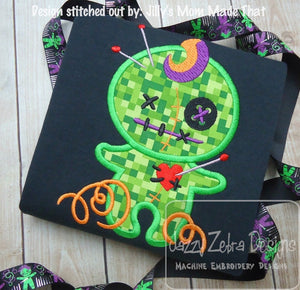Halloween Voodoo Doll applique machine embroidery design