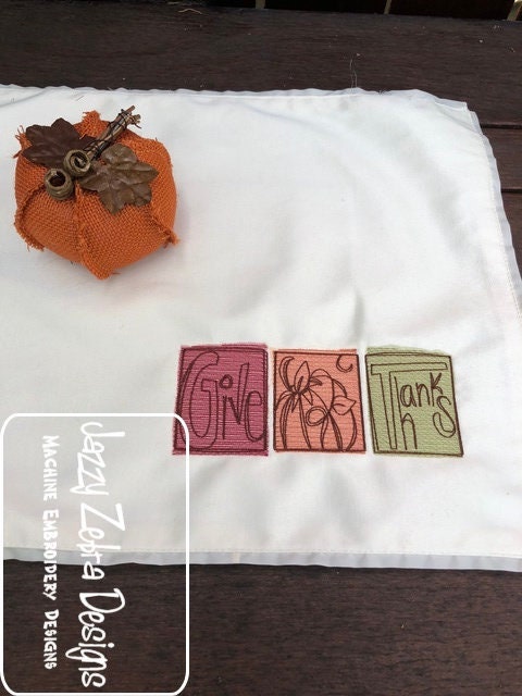 Give Thanks squares sketch machine embroidery design