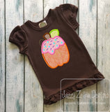 Pumpkin with icing and sprinkles applique machine embroidery design