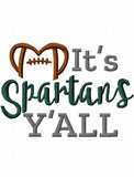 It's Spartans Y'all football machine embroidery design