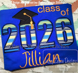 Class of 2026 graduation cap applique machine embroidery design