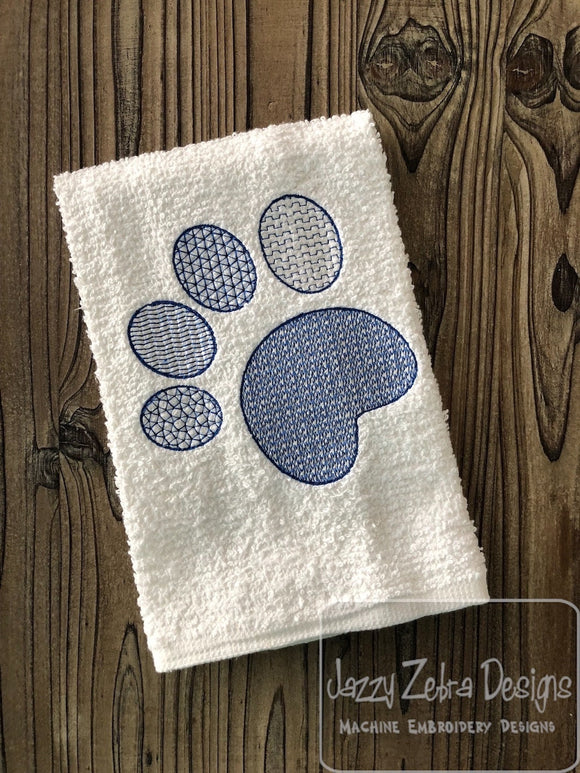 Paw Print motif filled machine embroidery design