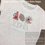 Trio girl Cheerleading Football sketch machine embroidery design