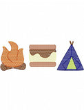 Camping trio sketch machine embroidery design