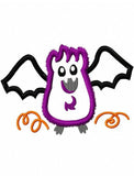 Crazy Halloween fuzzy bat applique machine embroidery design