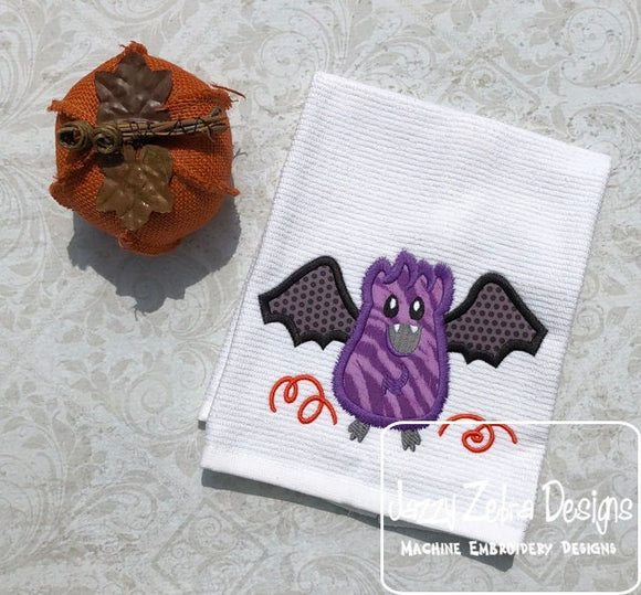Crazy Halloween fuzzy bat applique machine embroidery design