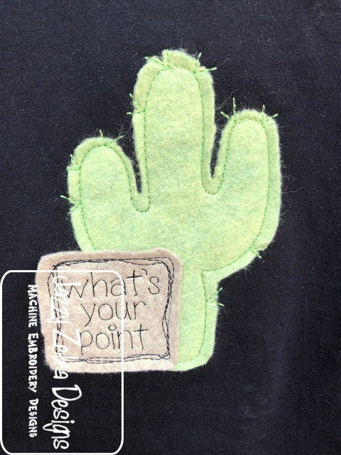 What's your point saying cactus shabby chic bean stitch applique machine embroidery design