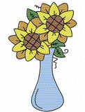 Vase of Sunflowers sketch machine embroidery design