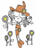 Swirly girl scarecrow sketch machine embroidery design