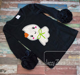 Girl ghost with heart applique machine embroidery design