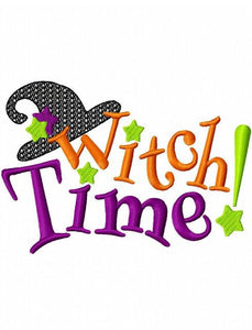 Witch Time saying Halloween machine embroidery design