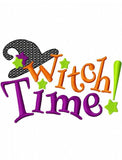 Witch Time saying Halloween machine embroidery design