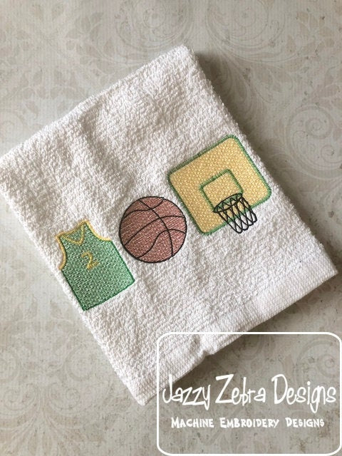 Trio basketball sketch machine embroidery design