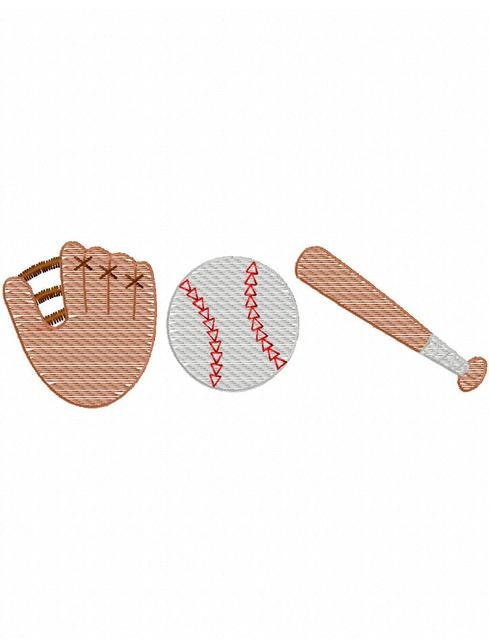 Trio baseball sketch machine embroidery design