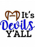 It's devils y'all football machine embroidery design