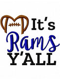 It's rams y'all football machine embroidery design