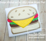 Cheeseburger applique machine embroidery design