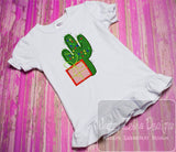 Cactus with Christmas lights and gifts applique machine embroidery design