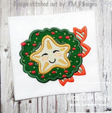 Christmas starfish wreath applique machine embroidery design