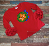 Christmas starfish wreath applique machine embroidery design