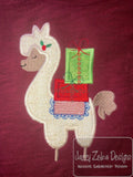 Christmas Llama with gifts applique machine embroidery design