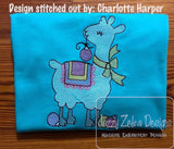 Christmas llama with ornament sketch embroidery design