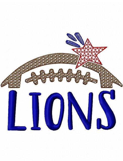 Lions football machine embroidery design