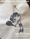 Swirly boy tennis sketch machine embroidery design