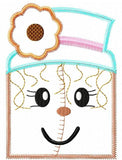 Fall girl scarecrow vintage stitch applique machine embroidery design