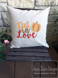 Fall In Love Saying pumpkin machine embroidery design