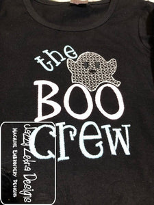 The Boo Crew Saying Halloween motif filled ghost machine embroidery design