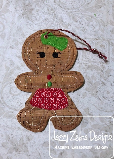 Gingerbread girl ornament In The Hoop machine embroidery design