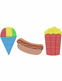 Trio Fair food or ball park food sketch machine embroidery design